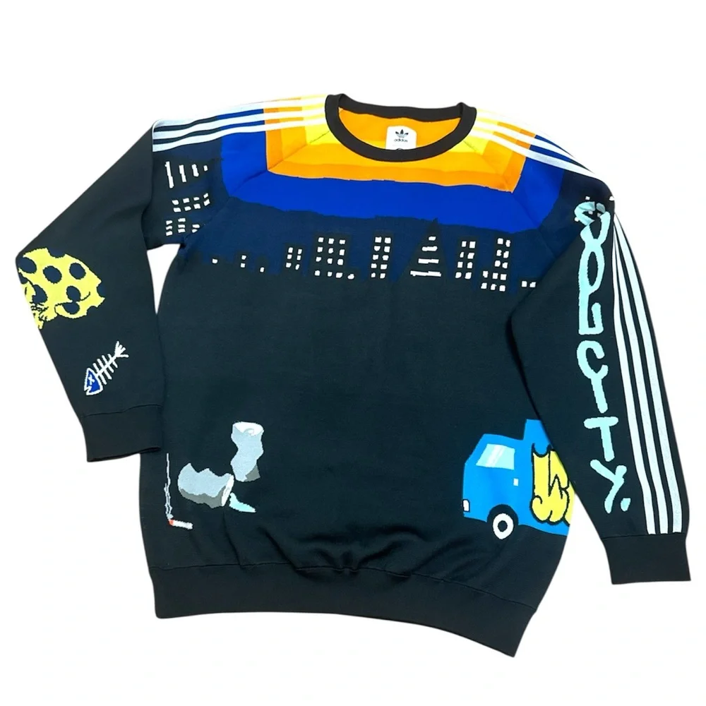 adidas Originals X United Arrows & Sons Crewneck Black Sweatshirt Size XL - Picture 2 of 9